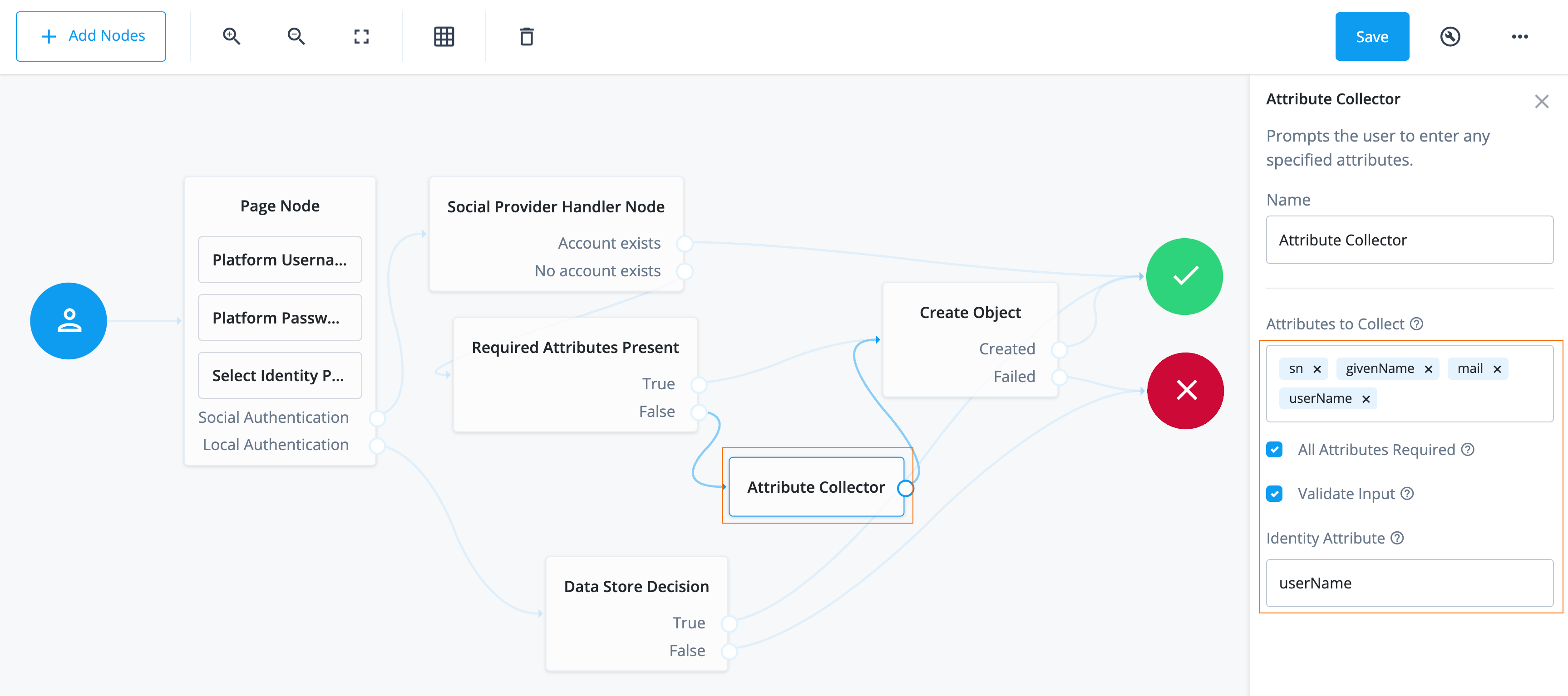 Configurations to set in the Attribute Collector Node