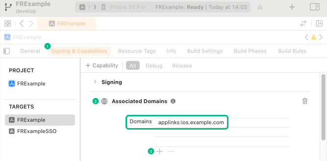 Adding an associated domain in Xcode