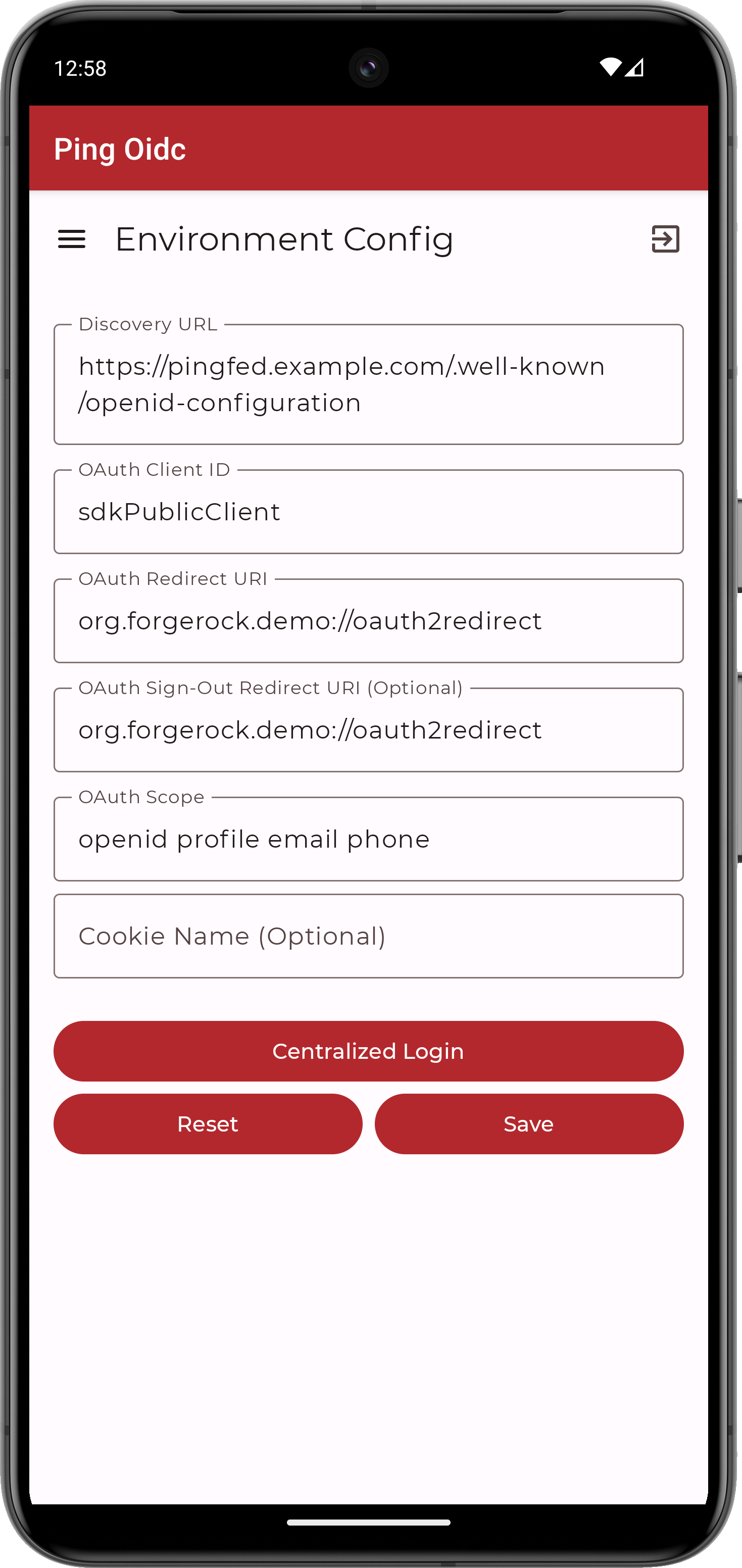 android oidc pingfed config