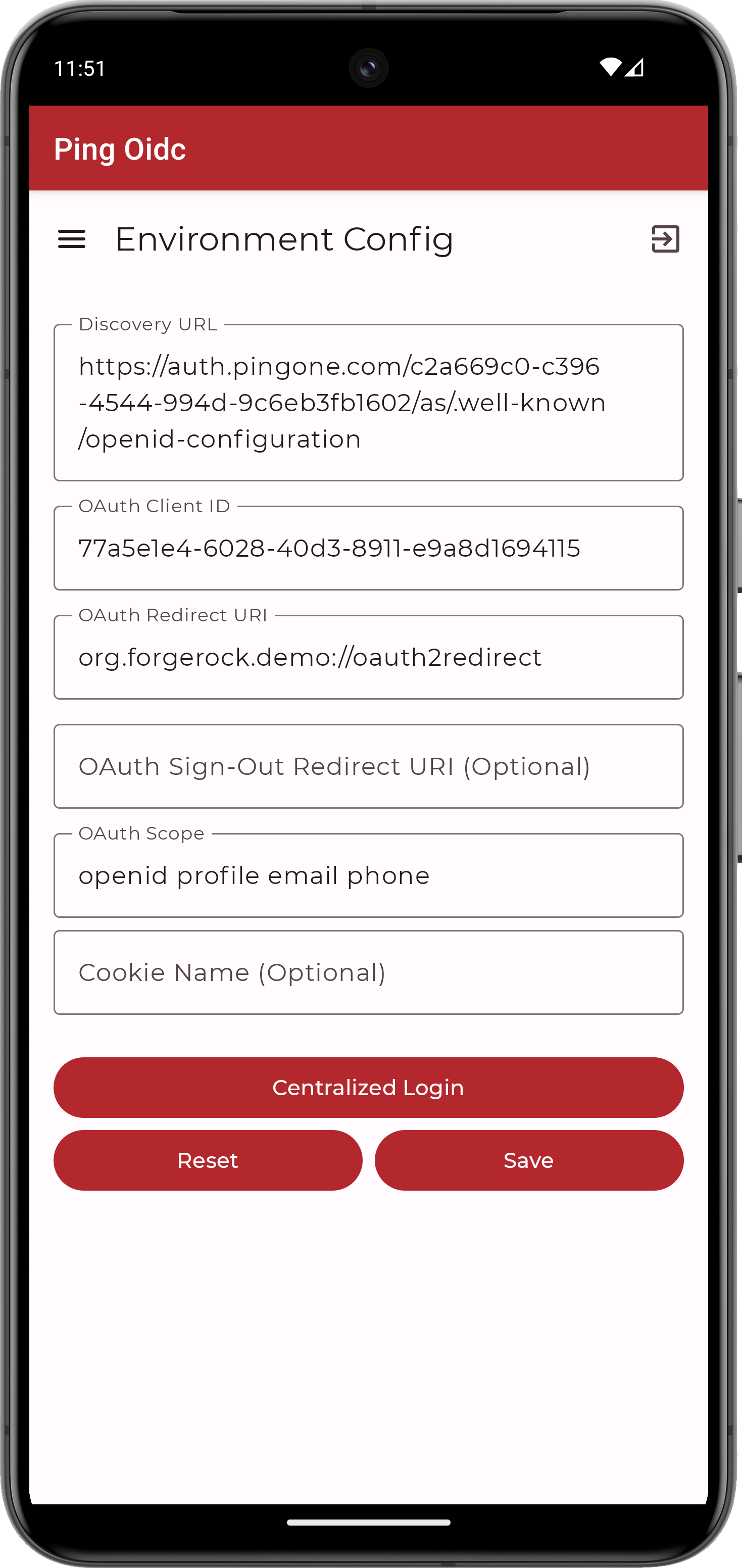 android oidc pingone config