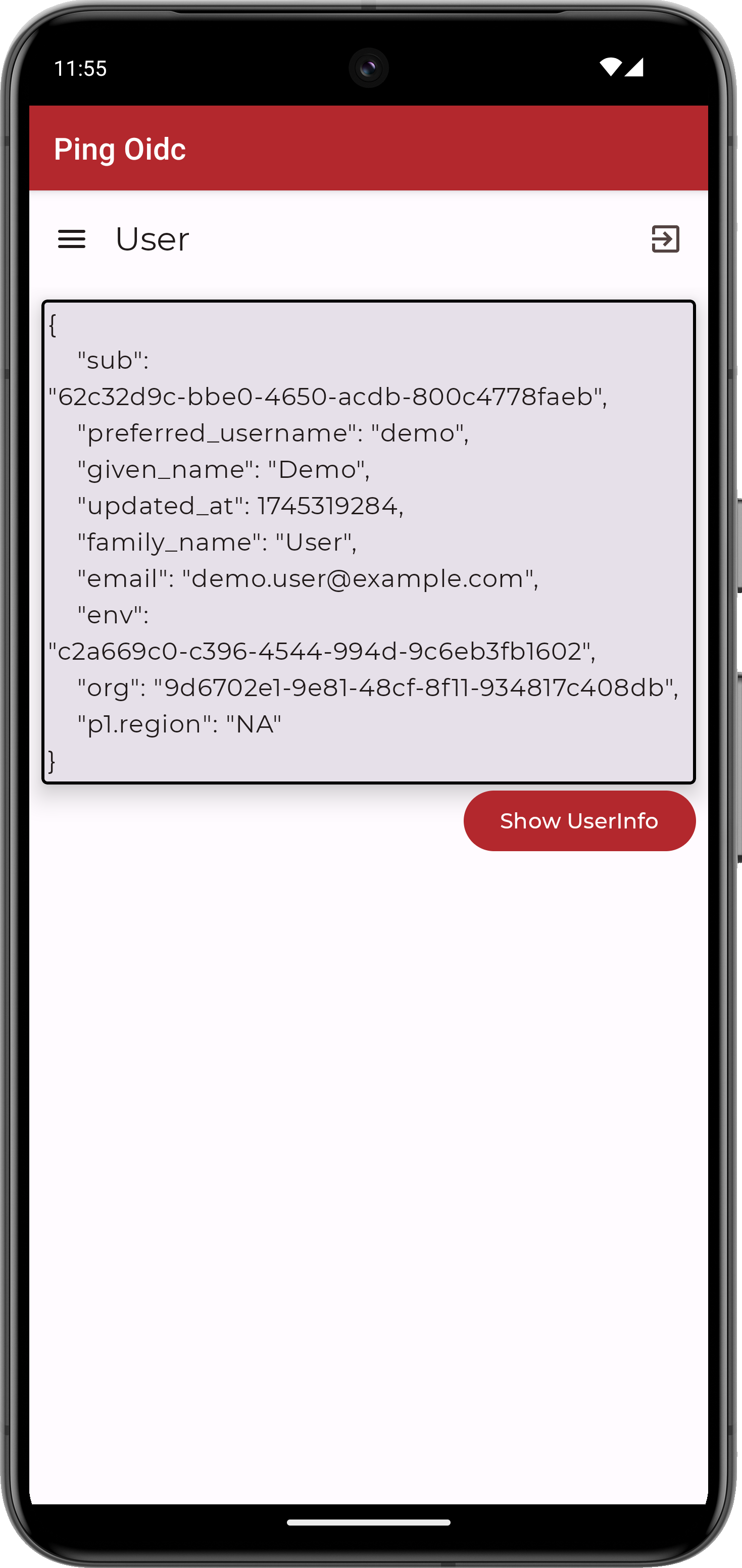 android oidc pingone userinfo