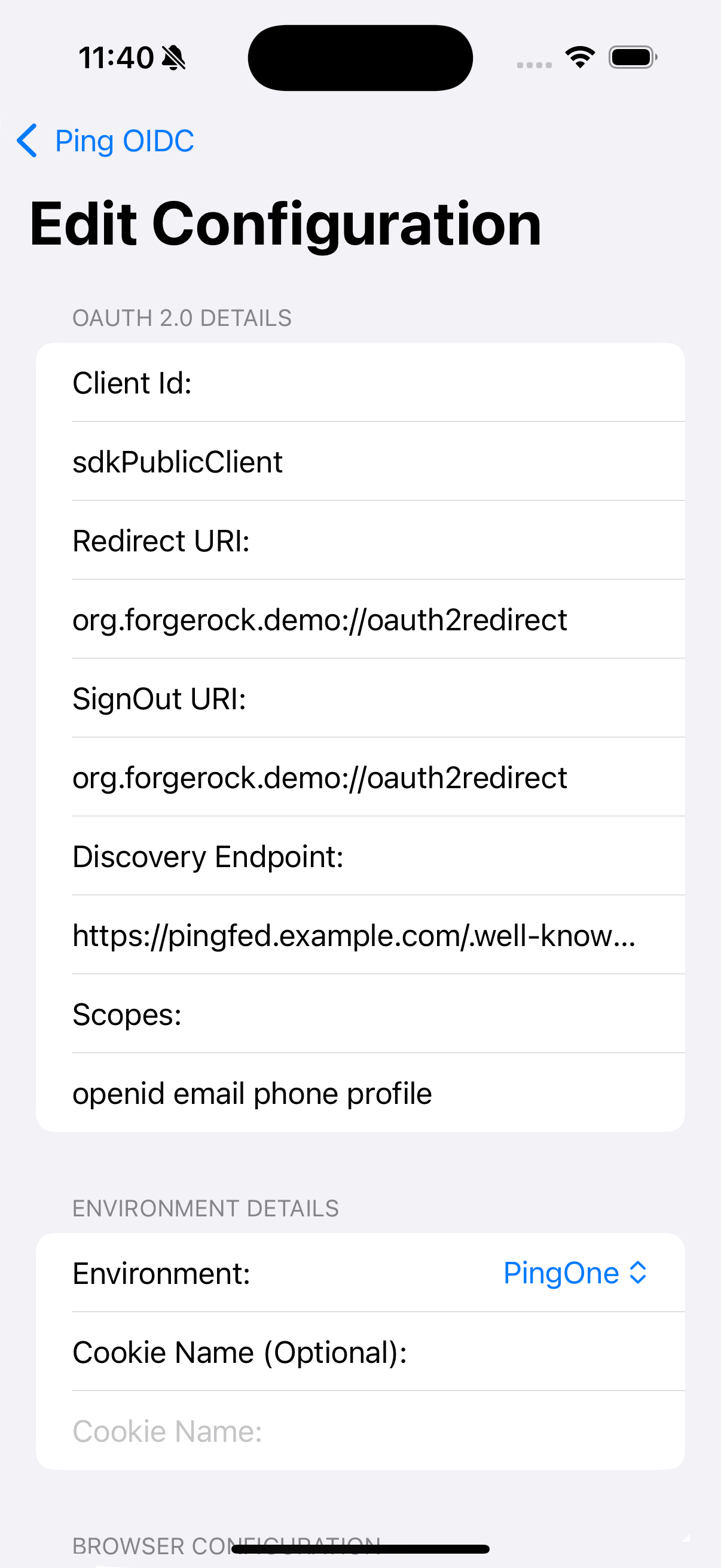 ios oidc pingfed config